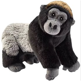 peluche gorille  noir et gris 24 cm