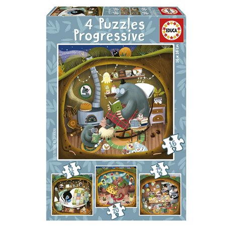 4 Puzzles Progressif Contes de la foret -