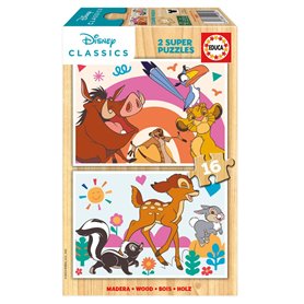 Puzzles 2 X 16 pcs animaux de Disney en bois