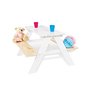 Table en bois 4 places avec bancs Nicky Blanc