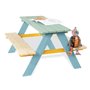 Table en bois 4 places avec bancs Nicky Multicolore