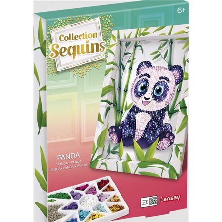 Tableau Sequin panda avec cadre