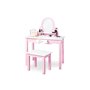 Coiffeuse pour enfants Jasmin avec tabouret Laqué MDF rose et laqué blanc