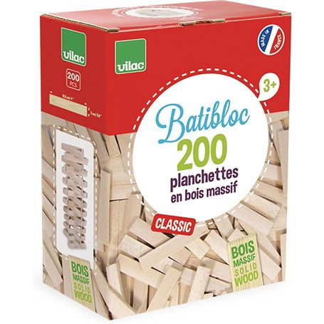 Batibloc classic 200 planchettes en bois Vilac