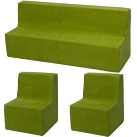 Ensemble de meubles chambre enfant: 2xfauteuil+canapé vert