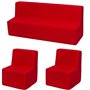 Ensemble de meubles chambre enfant: 2xfauteuil+canapé rouge