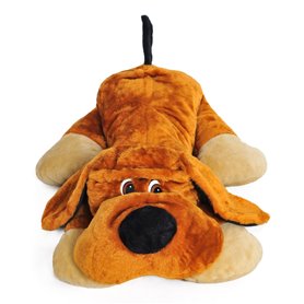 Grand chien en peluche allongé 110cm marron