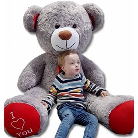 Nounours en peluche énorme Teddy Bear 75+85 gris-rouge