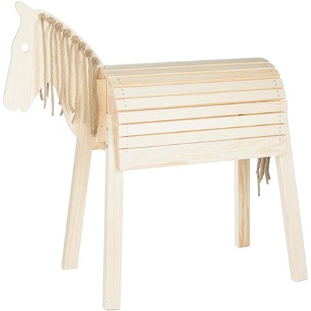 Cheval de jardin bois massif naturel