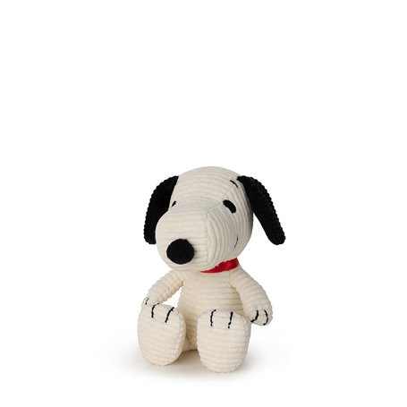 Snoopy assis en velours cotele creme 12 cm