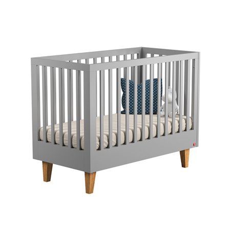 Lounge Lit Bébé 60x120 gris clair/bois