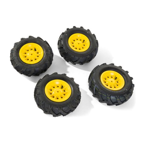 Rolly Toys Trac Air Tyres 4 Pneus de Tracteur Noir et Jaune