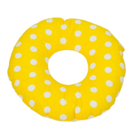 Coussin rond post natal pois de jaune