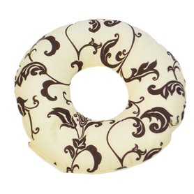 Coussin rond post natal dessin floral clair