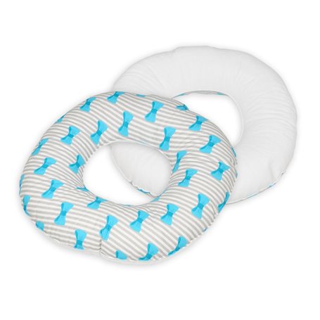 Coussin rond post natal noeuds papillons  blanc