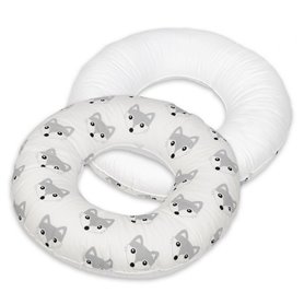 Coussin rond post natal Renards  blanc