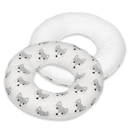 Coussin rond post natal Renards  blanc