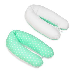 Coussin maternité pre/post natal usages multiples etoiles blanches sur fond bleu menthe  blanc