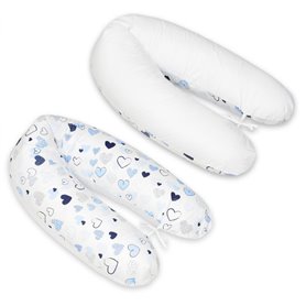 Coussin maternité pre/post natal usages multiples Coeurs bleus  blanc