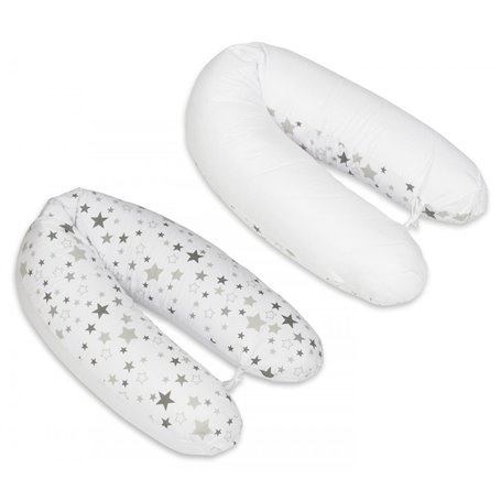 Coussin maternité pre/post natal usages multiples Etoiles grises et blanches sur fond blanc  blanc