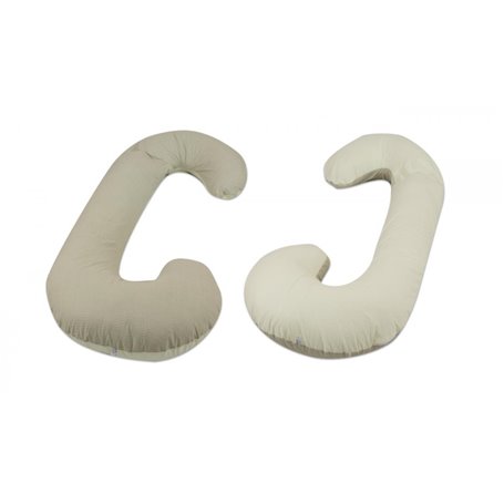 Coussin usages multiples beige à carreaux  crème