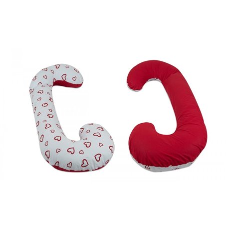 Coussin usages multiples coeurs rouges sur fond blanc - rouge