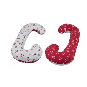 Coussin usages multiples coeurs blancs sur fond rouge - coeurs rouges sur f