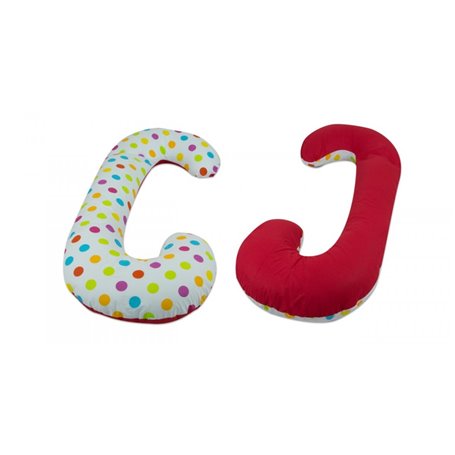 Coussin usages multiples boules couleurs de printemps  fond rouge