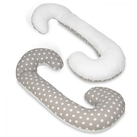 Coussin usages multiples pois sur fond gris  blanc