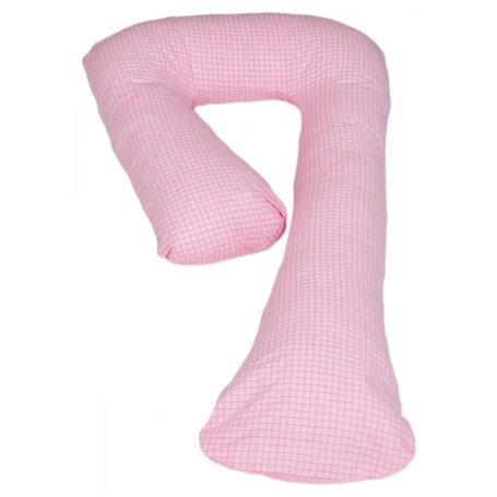 Coussin d'accouchement pre/post natal rose à carreaux