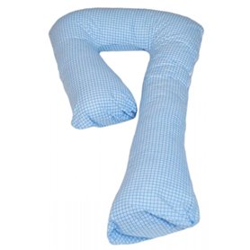 Coussin d'accouchement pre/post natal bleu à carreaux