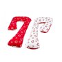 Coussin d'accouchement pre/post natal coeurs blancs sur fond rouge - coeurs rouges sur f