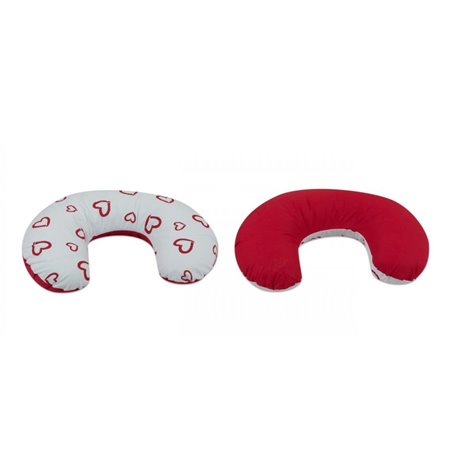 Coussin appui-tête coeurs rouges sur fond blanc - rouge