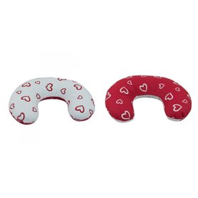 Coussin appui-tête coeurs blancs sur fond rouge - coeurs rouges sur f