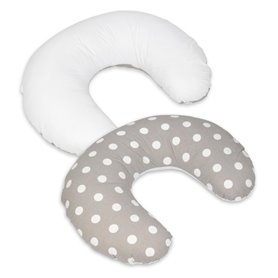 Coussin appui-tête pois sur fond gris  blanc