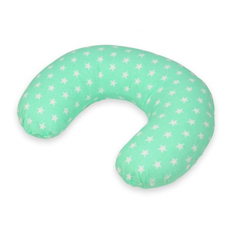 Coussin appui-tête etoiles blanches sur fond bleu menthe