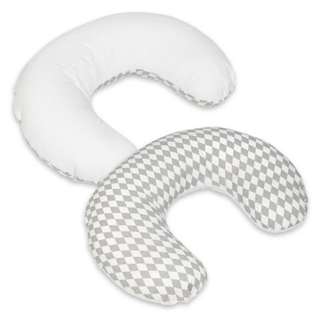 Coussin appui-tête Losanges gris et blancs  blanc