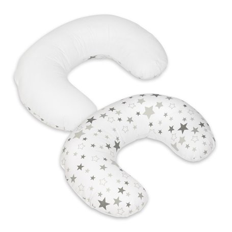 Coussin appui-tête Etoiles grises et blanches sur fond blanc  blanc