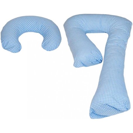 Ensemble coussins pre/post natal usages multiples confortable bleu à carreaux