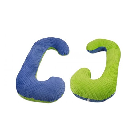 Coussin Minky de maternité forme C bleu  vert