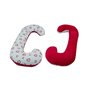 Coussin pre/post natal usages multiples coeurs rouges sur fond blanc - rouge