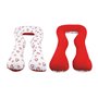 coussin d'accouchement d'allaitement usages multiples coeurs rouges sur fond blanc - rouge