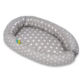 Cocon gigoteuse pois sur fond gris  etoiles blanches-fond gris