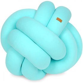 Coussin oreiller décoratif tressé turquoise