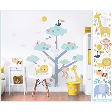 Walltastic 46474 Arbre a Stickers Animaux du Safari