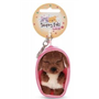 PELUCHE PORTE-CLES 8 CM - CHIEN MARRON ENDORMI