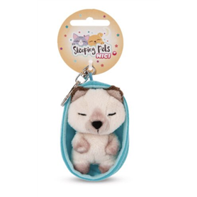 PELUCHE PORTE-CLES 8 CM - CHAT SIAMOIS ENDORMI