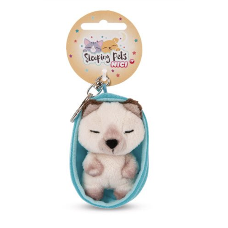 PELUCHE PORTE-CLES 8 CM - CHAT SIAMOIS ENDORMI