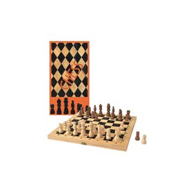 Jeu echec bois avec plateau pliable