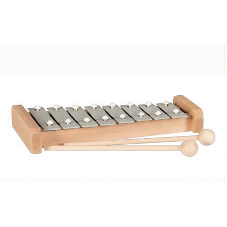 Xylophone-8 notes-metal-couleur gris et bois